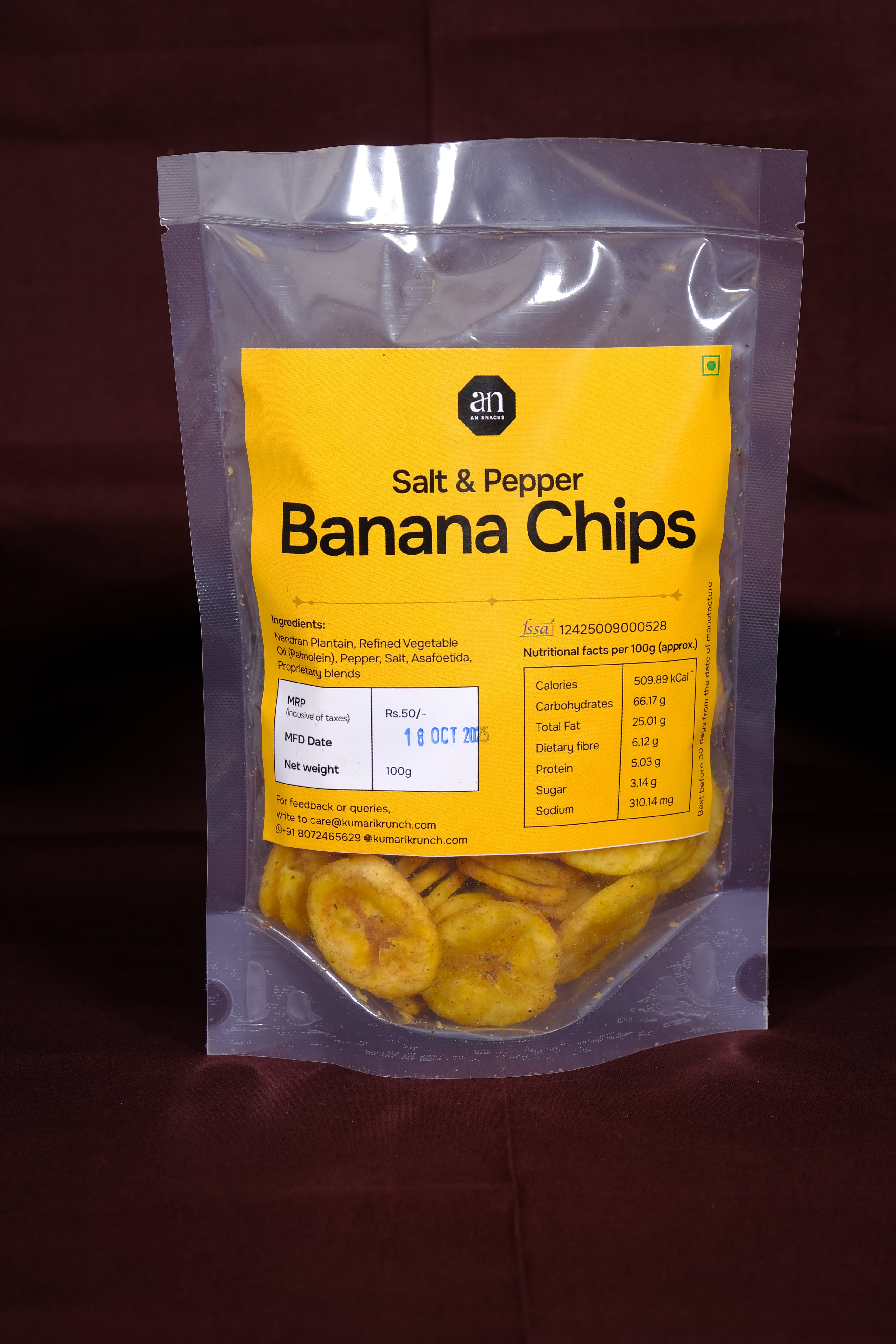 Groundnut Oil - Banana Chips - Classic Salt & Pepper