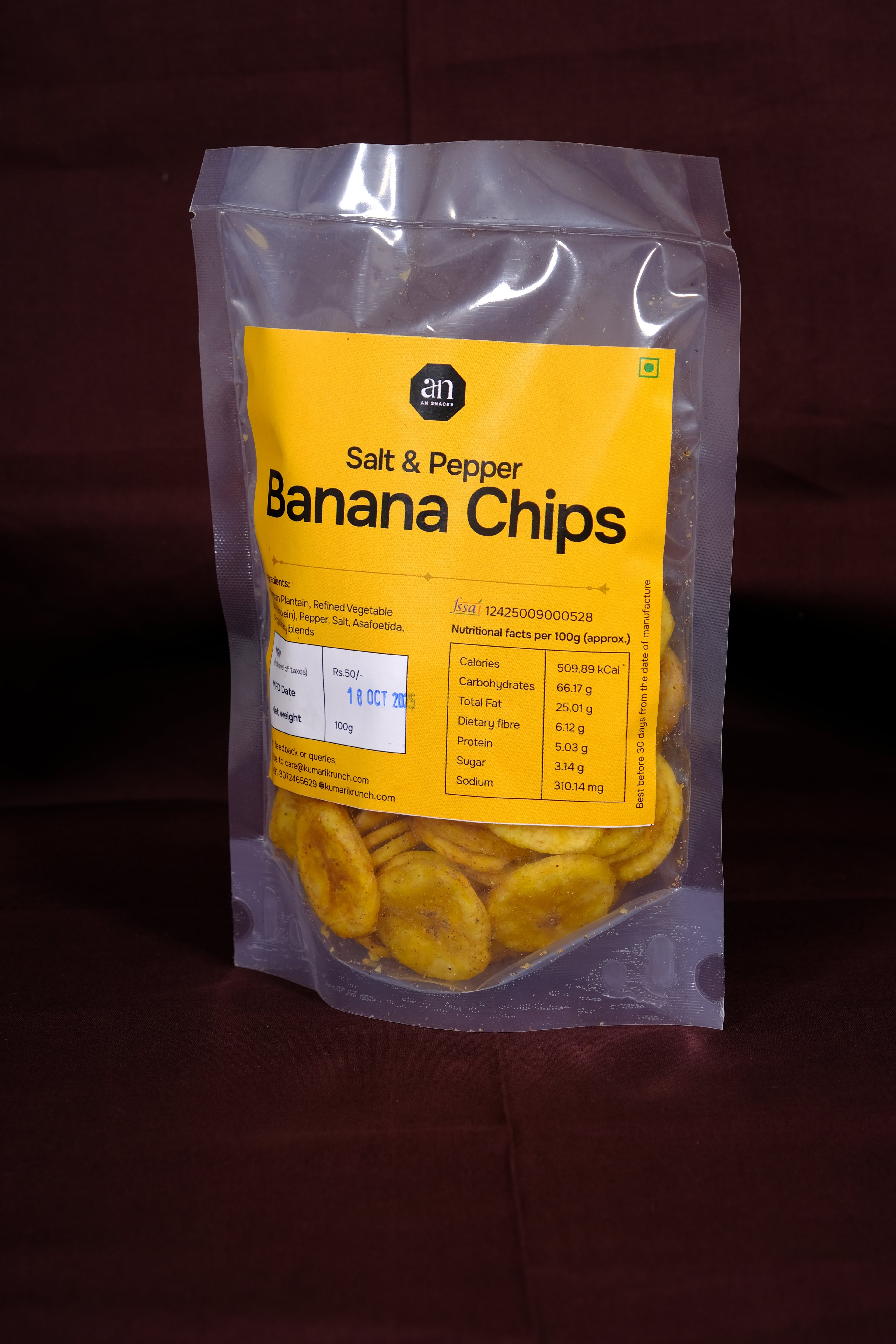 Groundnut Oil - Banana Chips - Classic Salt & Pepper