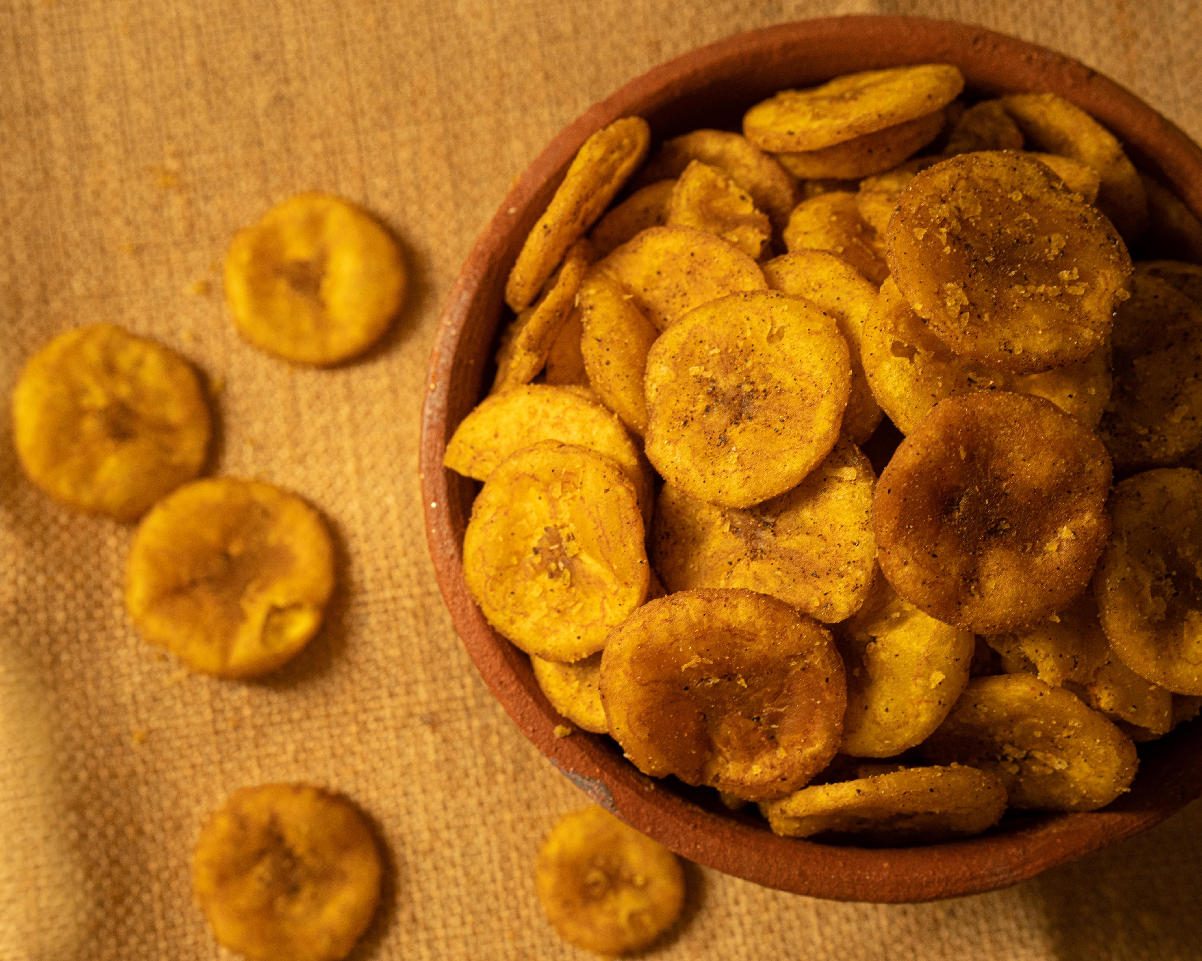 Fresh Nendran bananas and finished chips