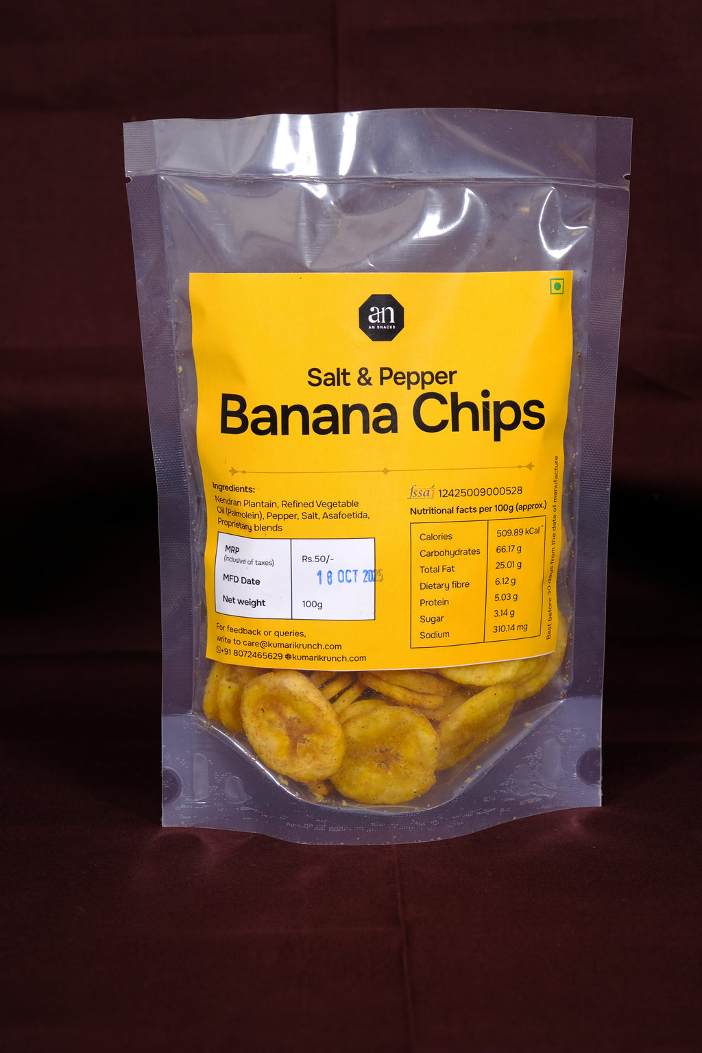 Groundnut Oil - Banana Chips - Classic Salt & Pepper